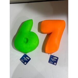 Toymendous Squeeze 6 7 Squishy Toy Brand New- GREEN/ORANGE